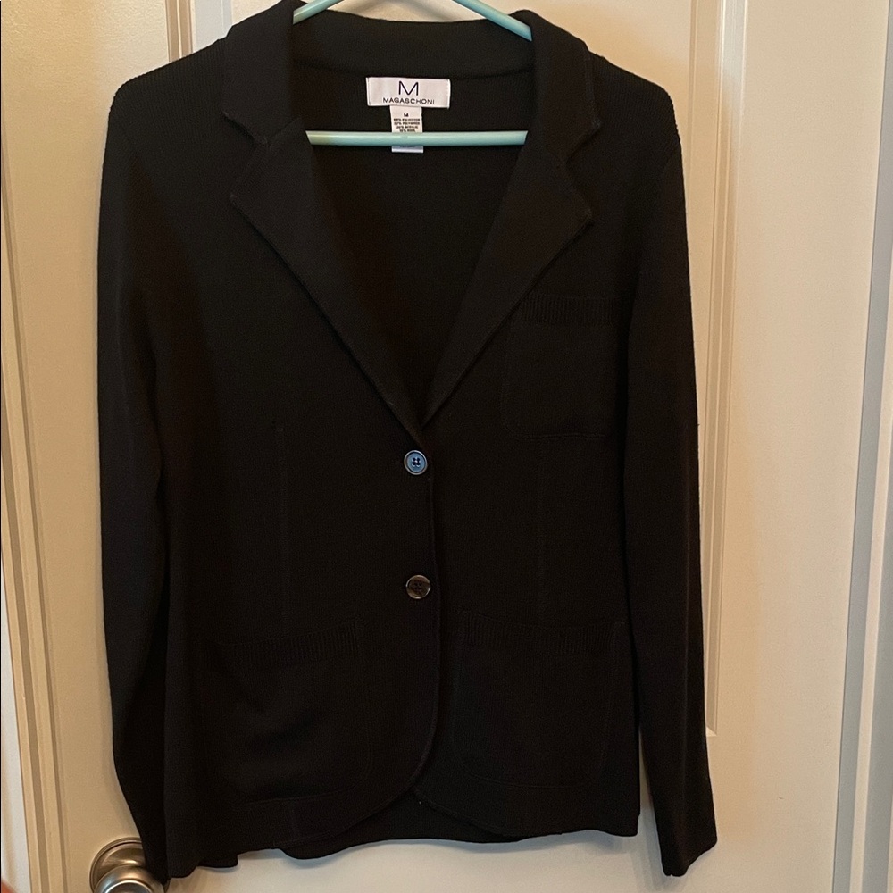 Magaschoni Black Women's Cardigan Blazer